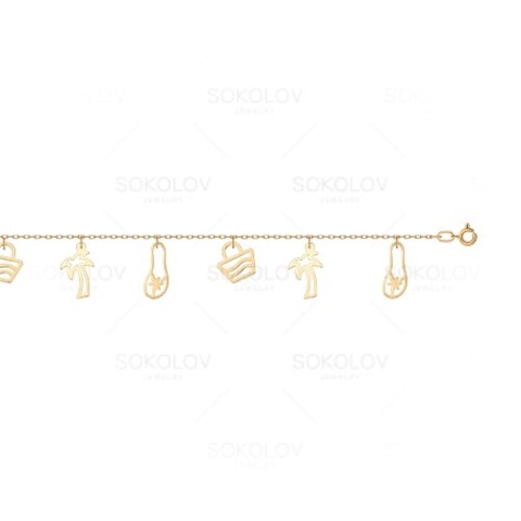 Золотой браслет на ногу без вставок