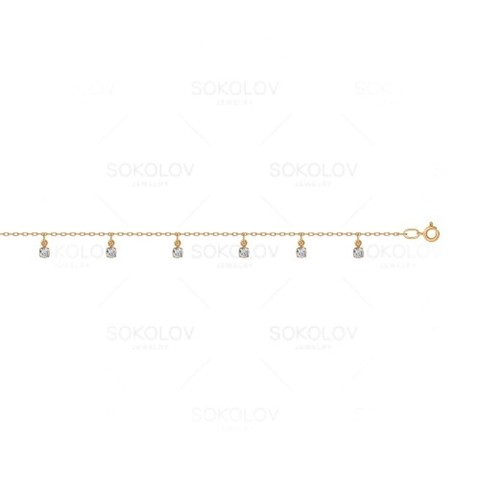 Золотой браслет на ногу с&nbsp;фианитом