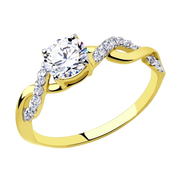 Золотое кольцо с&nbsp;кристаллом сваровски