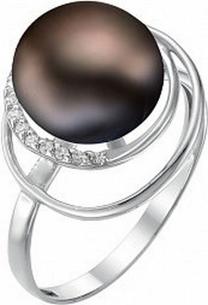 Серебряное кольцо с фианитом и жемчугом культивированным