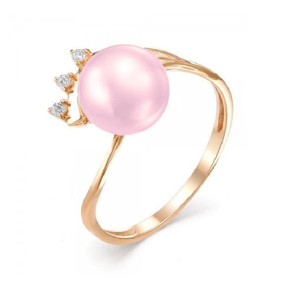 Золотое кольцо с&nbsp;фианитом и&nbsp;жемчугом культивированным