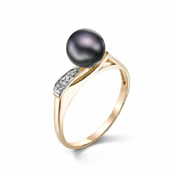 Золотое кольцо с&nbsp;фианитом и&nbsp;жемчугом культивированным