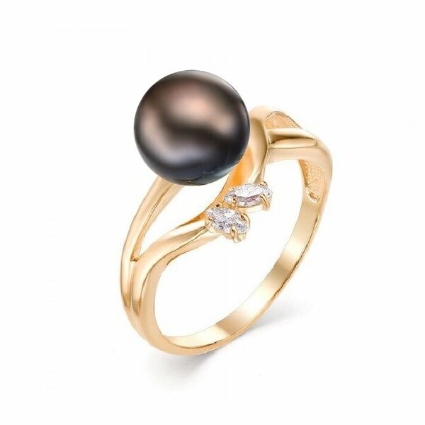 Золотое кольцо с&nbsp;фианитом и&nbsp;жемчугом культивированным