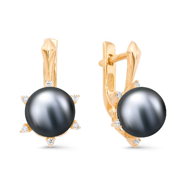 Золотые серьги с&nbsp;жемчугом культивированным