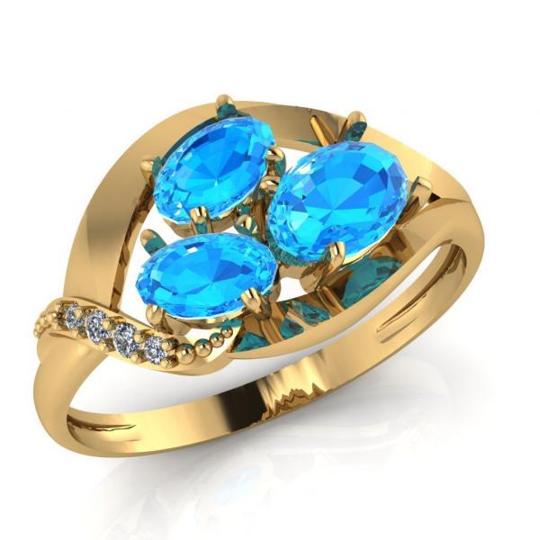Золотое кольцо с кристаллом ювелирным