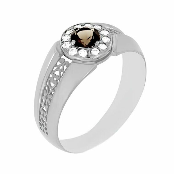 Серебряная печатка с&nbsp;раух-топазом и&nbsp;фианитом