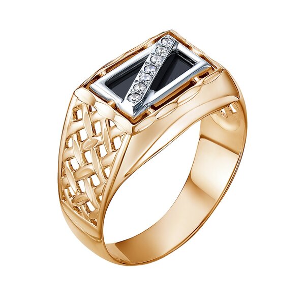 Золотая печатка с&nbsp;фианитом