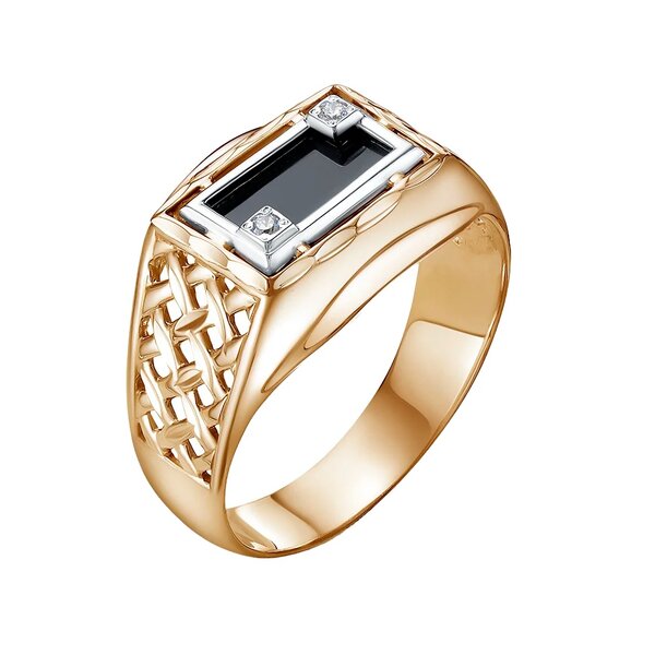 Золотая печатка с&nbsp;фианитом