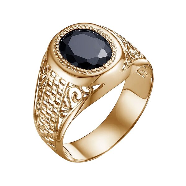 Золотая печатка с&nbsp;фианитом