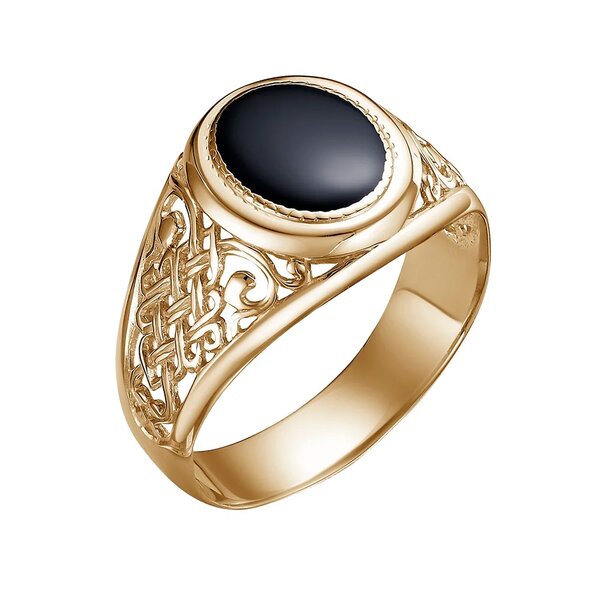 Золотая печатка с&nbsp;фианитом