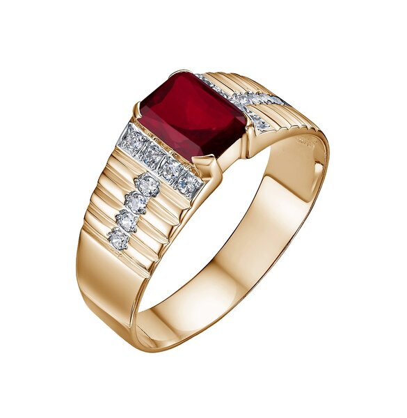 Золотая печатка с&nbsp;гранатом