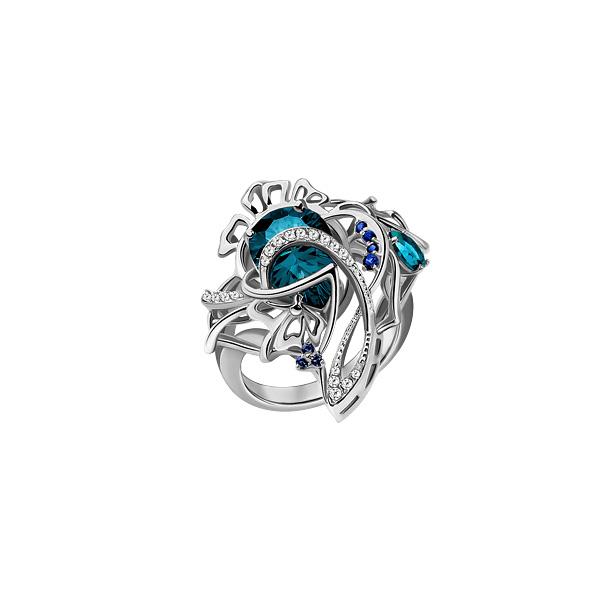 Серебряное кольцо с ювелирным стеклом и фианитом