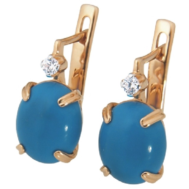 Золотые серьги с&nbsp;бирюзой