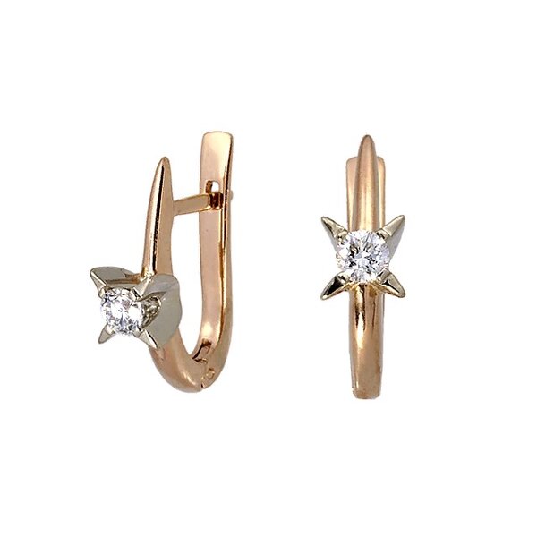 Золотые серьги с&nbsp;бриллиантом