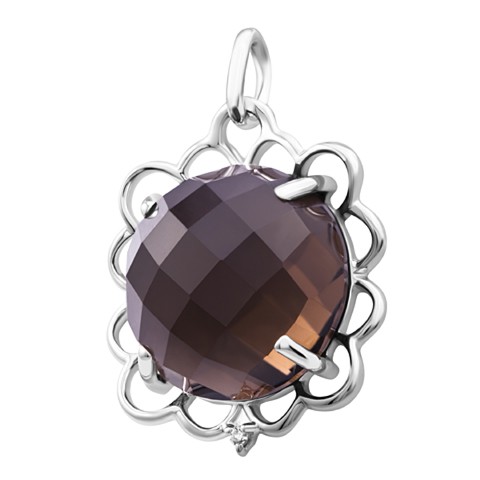 Золотая подвеска с&nbsp;кварцем дымчатым