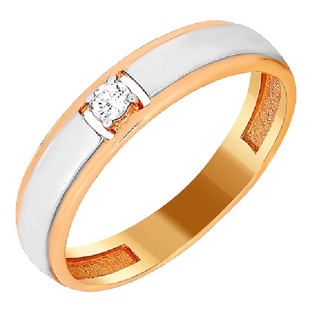 Золотое обручальное кольцо с цирконием