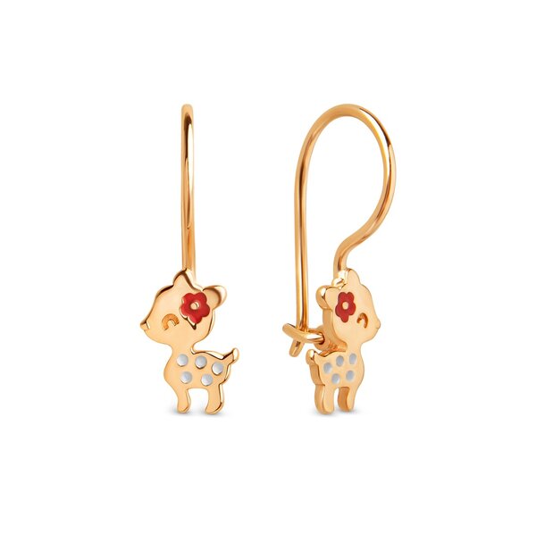 Золотые серьги детские с&nbsp;эмалью