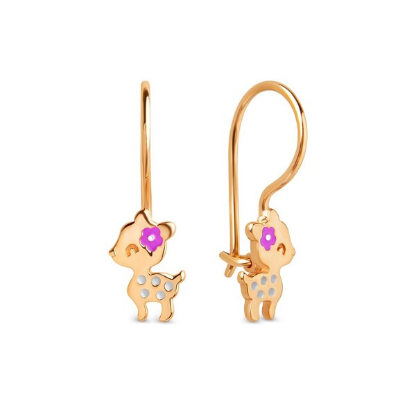 Золотые серьги детские с&nbsp;эмалью