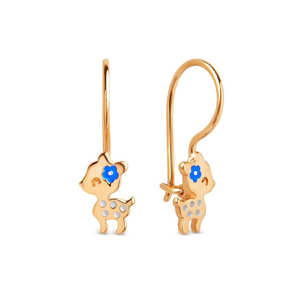 Золотые серьги детские с&nbsp;эмалью