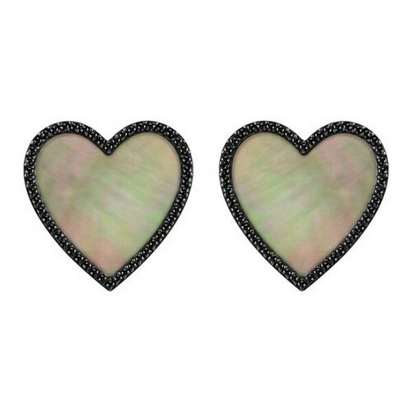 Золотые серьги с&nbsp;черным бриллиантом и&nbsp;перламутром