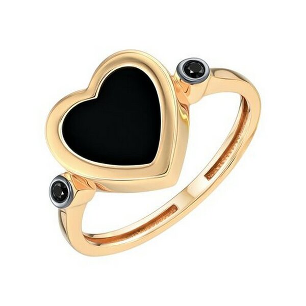 Золотое кольцо с&nbsp;черным бриллиантом и&nbsp;агатом