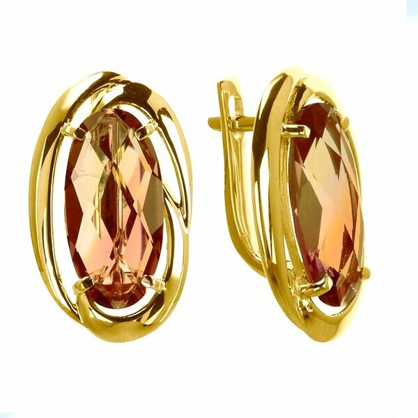 Золотые серьги с&nbsp;раух-топазом