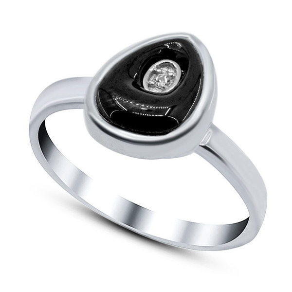 Серебряное кольцо с цирконием и керамикой