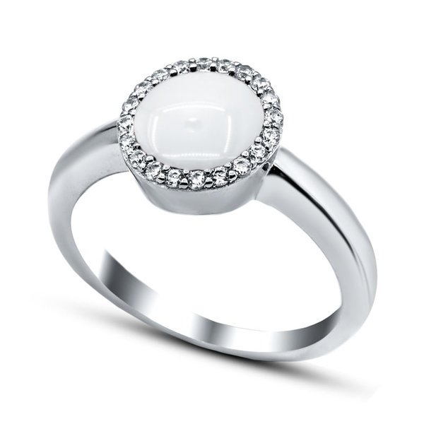 Серебряное кольцо с керамикой и цирконием