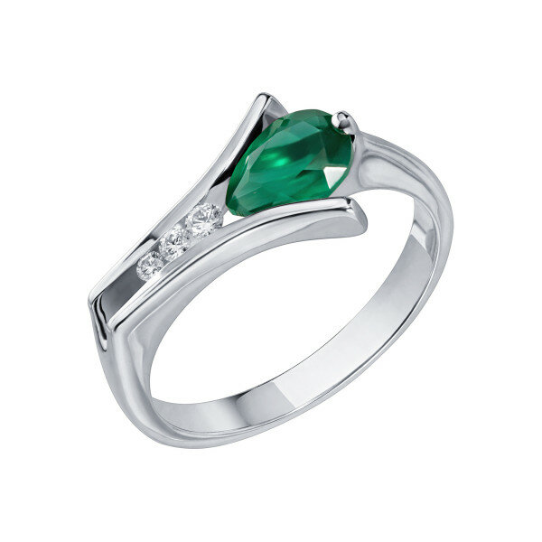 Золотое кольцо с агатом зеленым и бриллиантом