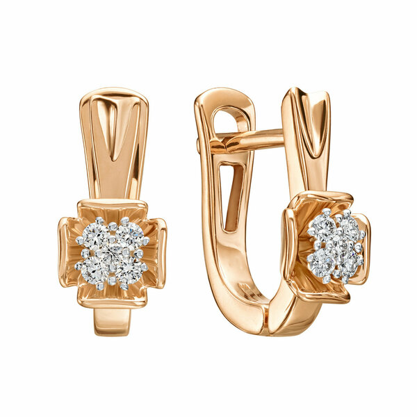 Золотые серьги с&nbsp;бриллиантом