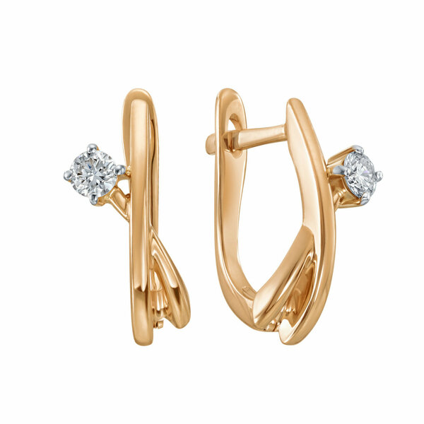 Золотые серьги с&nbsp;бриллиантом