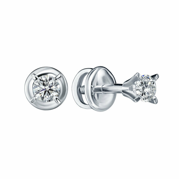 Золотые серьги-пусеты с&nbsp;бриллиантом