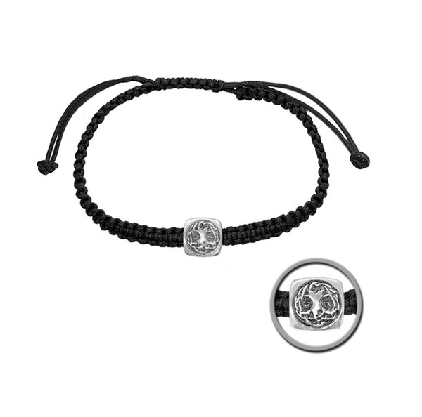 Серебряный браслет с&nbsp;текстилем