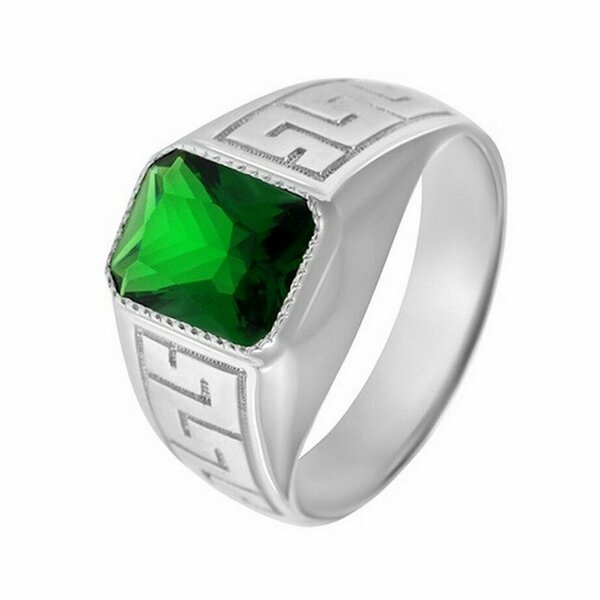 Серебряная печатка с&nbsp;изумрудом нано