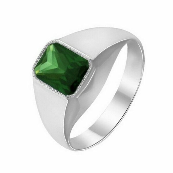 Серебряная печатка с&nbsp;изумрудом нано