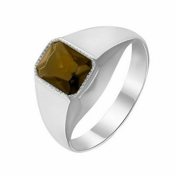 Серебряная печатка с&nbsp;раух-топазом синтетическим