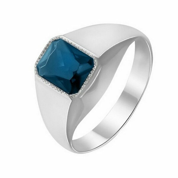 Серебряная печатка с&nbsp;топазом лондон выращенным