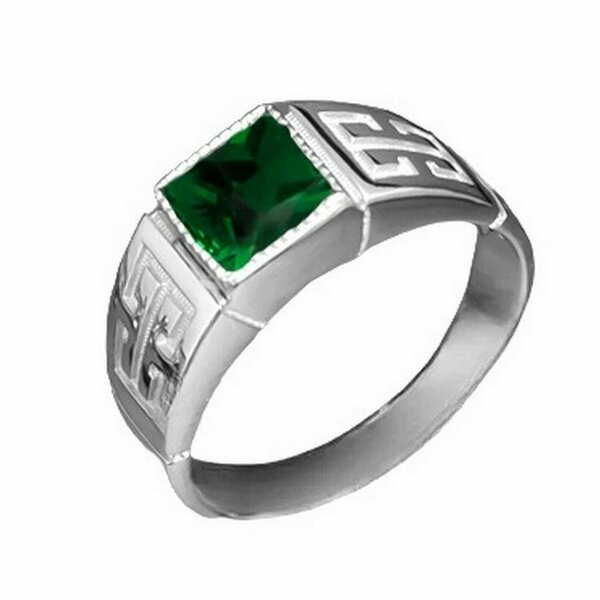 Серебряная печатка с&nbsp;изумрудом нано