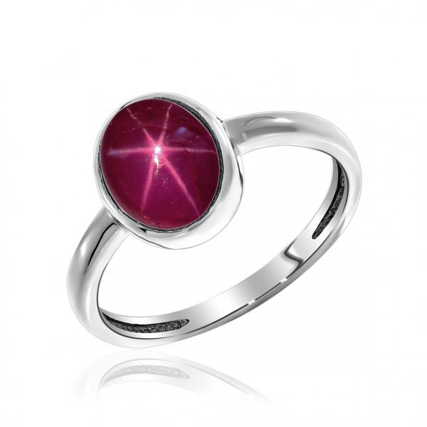 Серебряное кольцо с рубином выращенным