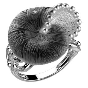 Серебряное кольцо с фианитом и позолотой