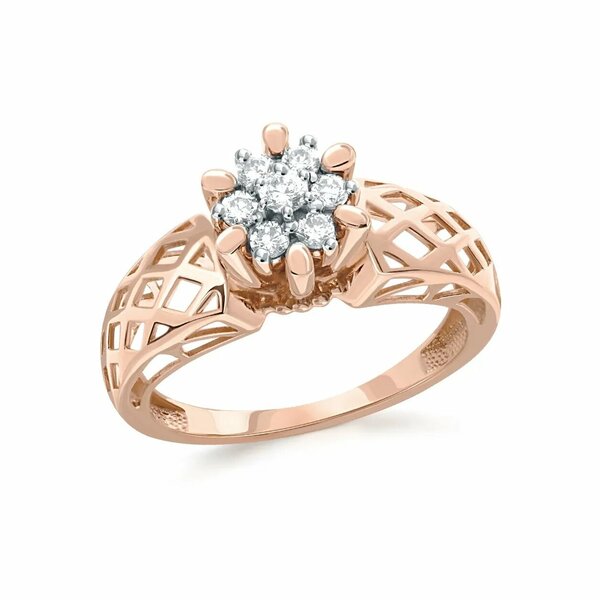Серебряное кольцо с фианитом и позолотой