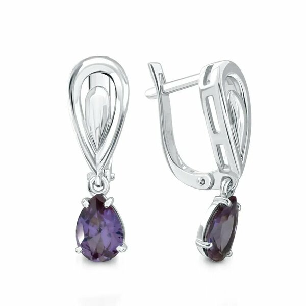 Серебряные серьги с корундом синтетическим