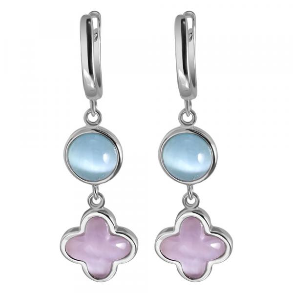 Серебряные серьги с&nbsp;кошачьим глазом