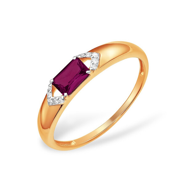 Золотое кольцо с рубином и бриллиантом