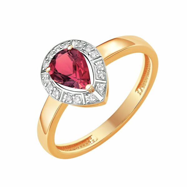 Золотое кольцо с&nbsp;рубином и&nbsp;бриллиантом