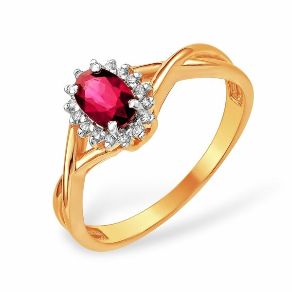 Золотое кольцо с&nbsp;рубином и&nbsp;бриллиантом