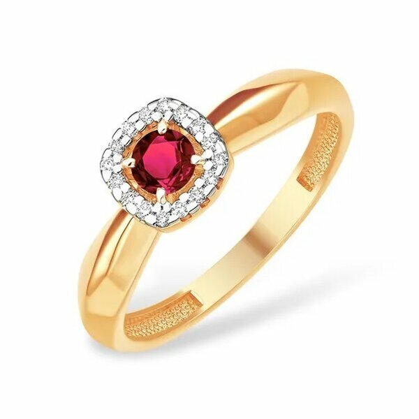 Золотое кольцо с&nbsp;рубином и&nbsp;бриллиантом