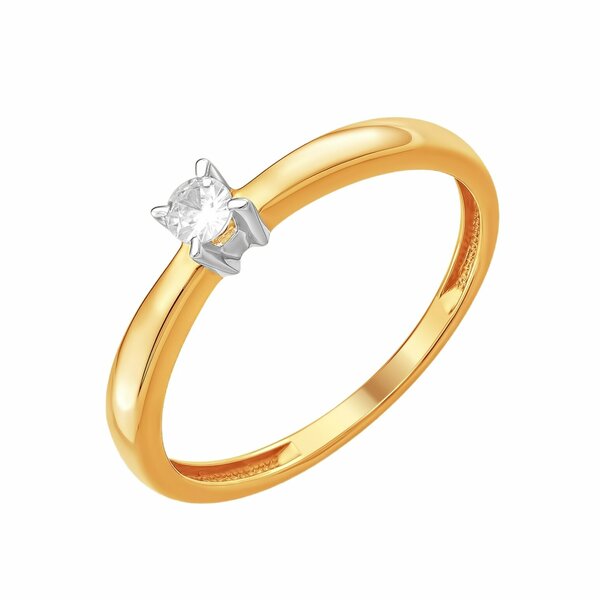 Золотое кольцо помолвочное с&nbsp;фианитом