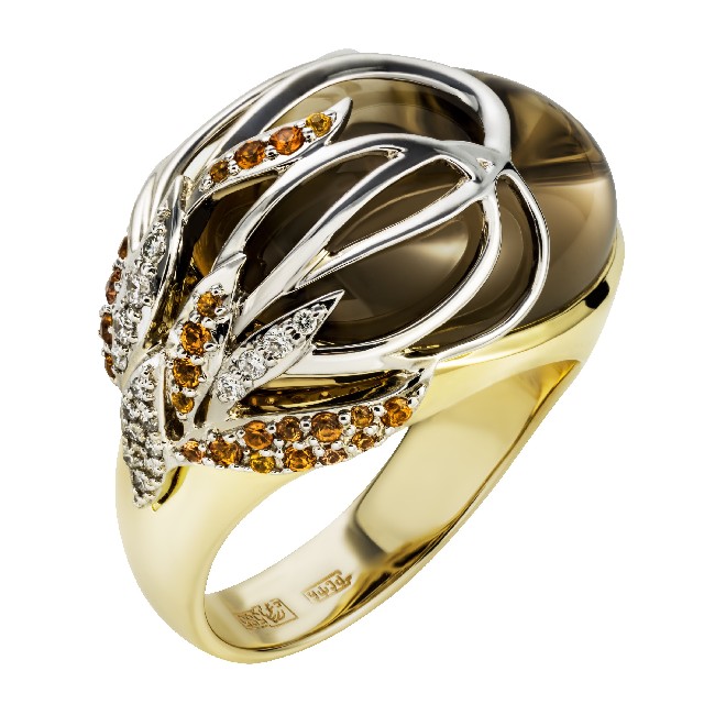Золотое кольцо с раухтопазом