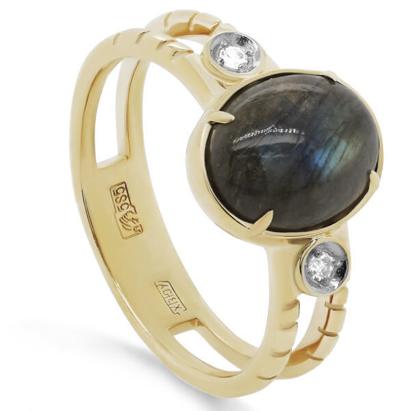Золотое кольцо с бриллиантом и опалом